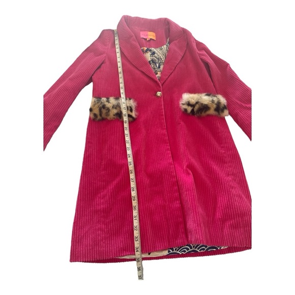 Vilagallo Pink Corduroy Coat Leopard Pocket Detail Ribbed Blazer Jacket 36 US S - Picture 9 of 11